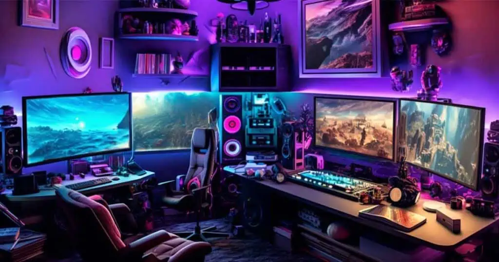 unique pc gaming setup that shows What is a good size for a gaming room