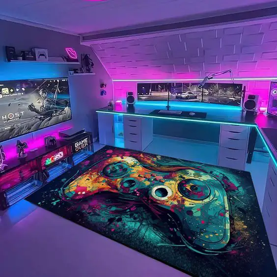 gaming room with large gaming rug