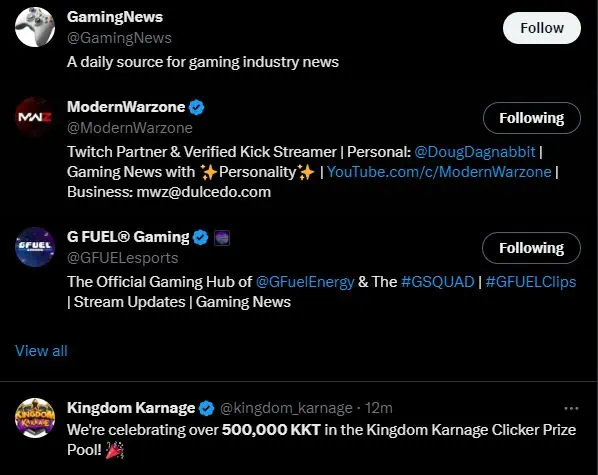 twitter gaming feed