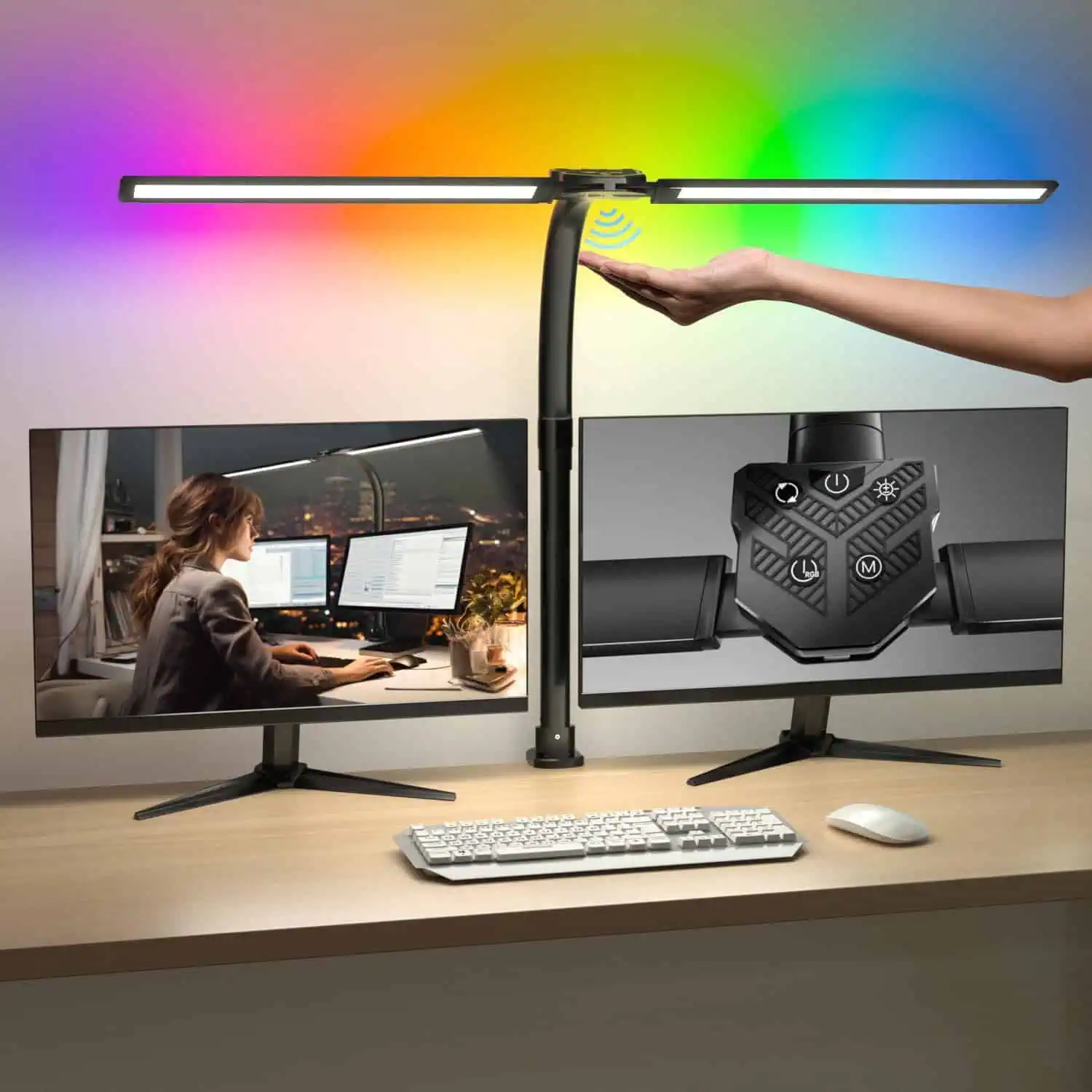 RGB Double Swing Arm Desk Lamp