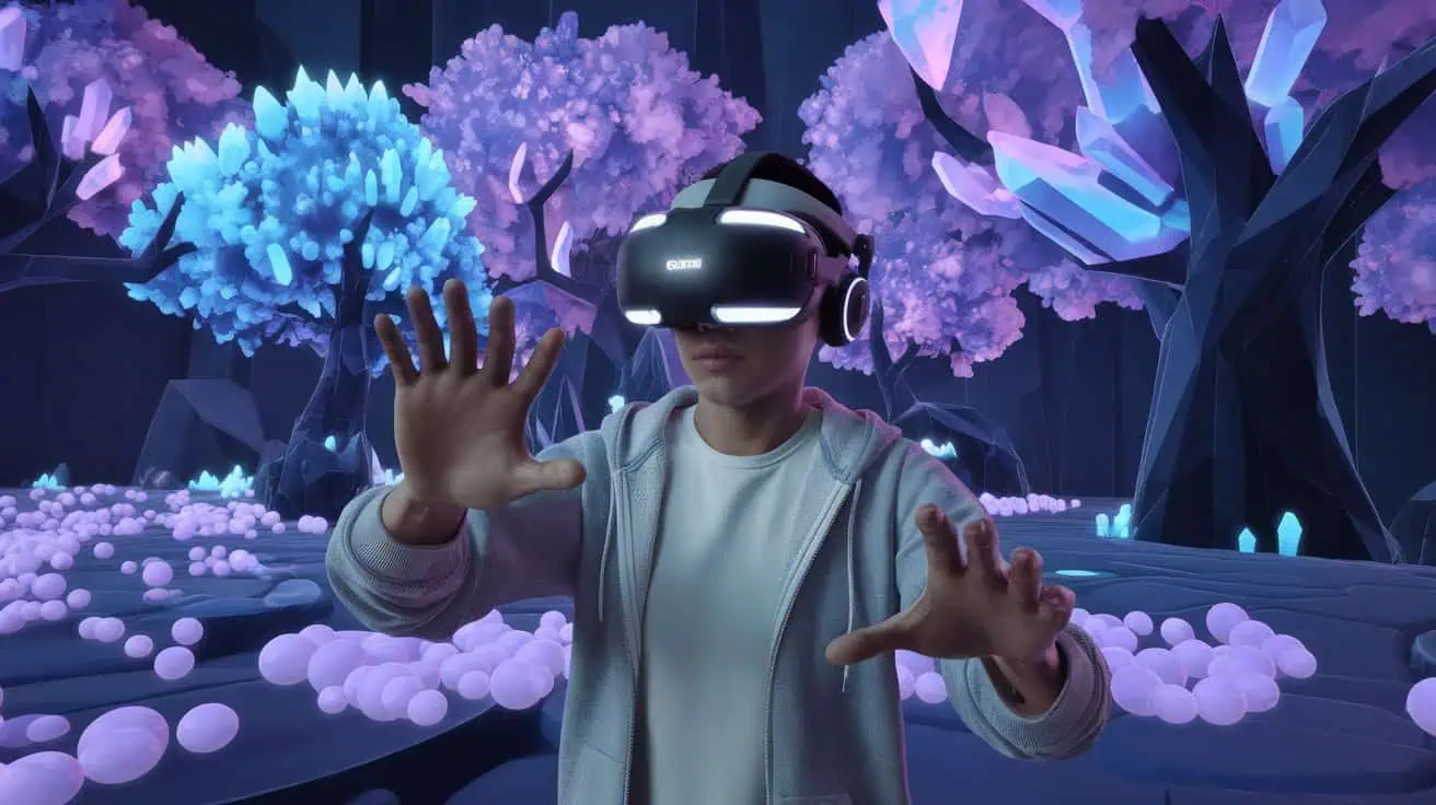 gamer wearing virtual headset